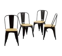 Thinia Home Pack 4 Sillas Industriales Strong con Asiento de Madera 45x54x85cm Thinia Home