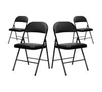 THINIA HOME Pack 4 Sillas Plegables Acolchadas con Estructura de Acero, Asiento Acolchado en Espuma, para Hogar y Jardín, Blanco o Negro