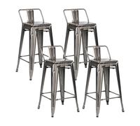 THINIA HOME Pack 4 Taburetes Altos Industriales Apilables de Acero 41x41x85cm