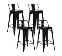 THINIA HOME Pack 4 Taburetes Altos Industriales Apilables de Acero 41x41x85cm
