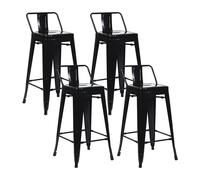 Thinia Home Pack 4 Taburetes Altos Industriales Apilables de Acero 41x41x85cm Thinia Home