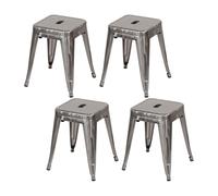 Thinia Home Pack 4 Taburetes Bajos Industriales Apilables de Acero 38x38x46cm Thinia Home