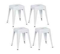 THINIA HOME Pack 4 Taburetes Bajos Industriales Apilables de Acero 38x38x46cm