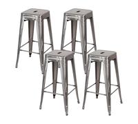 THINIA HOME Pack 4 Taburetes Medios Industriales Apilables de Acero 43x43x76cm