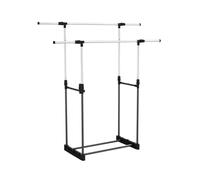 THINIA HOME Perchero de Pie Burro Doble con Zapatero Plateado Perchero Extensible y Ajustable | Perchero para Ropa con Tubería Industrial | Perchero Vestidor, Recibidor Dormitorio | 172x41x157cm
