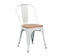 Thinia Home Silla Apilable Industrial de Acero y Madera 45x45x85cm Thinia Home