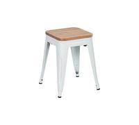 Thinia Home Taburete Bajo Industrial Apilable de Acero y Madera 38x38x46cm Thinia Home