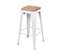 Thinia Home Taburete Medio Industrial Apilable de Acero y Madera 43x43x76cm Thinia Home