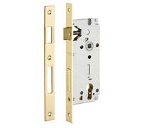 THIRARD - Boquilla de Cerradura Embutida con Cilindro para Puerta de Entrada - Eje 45 mm - Borde Cuadrado - Frente Laitonado - Caja de Acero Estampado - Perno Aleación Zincada - Amarillo