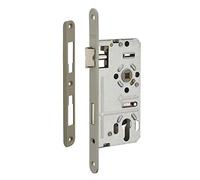 THIRARD - Caja de cerradura de cilindro de embutir para puerta principal - Derecha - Distancia al borde de 55 mm - Extremos redondos - Mecanismo de 2 vueltas - Placa de cierre angular de acero - Gris