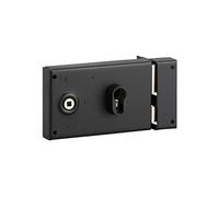 THIRARD - Caja de cerradura de doble entrada horizontal para montaje en superficie con seguidor para apertura a la derecha, distancia entre ejes de 53 mm, 140 x 88 mm, negra