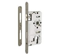 THIRARD - Caja de cerradura de embutir con cilindro para puerta de entrada - Izquierda - Distancia al borde de 55 mm - Placa de cierre y placa frontal de acero - Mecanismo de 2 vueltas - Gris