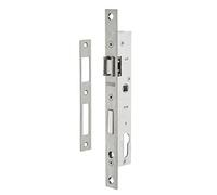 THIRARD - Caja de Cerradura Embutida a Cilindro para Carpintería Metálica - Eje 16.5 mm - Cuadrados - Zincado - Caja Acero - Tapa Inox - Pestillo Aleación Niquelada - Placa Inox - Gris