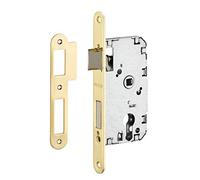 THIRARD - Caja de Cerradura Embutida con Cilindro para Puerta de Entrada - Eje 40 mm - Borde Redondo - Frente Laitonado - Caja de Acero - Mecanismo Reversible - Seguridad Óptima - Amarillo/Dorado