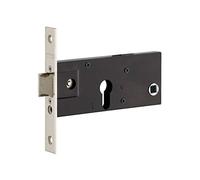 THIRARD - Caja de cerradura empotrable con cilindro para puerta de entrada, eje 70 mm, puntas cuadradas, maletero de acero estampado, cabezal de acero, media vuelta reversible, color gris