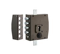 THIRARD - Caja de Cerradura en Superficie de Doble Entrada para Puerta de Entrada - 154 x 140 mm - 3 Puntos - Izquierda - Caja y Contrachapa de Acero - Cierre a Tres Puntos - Negro