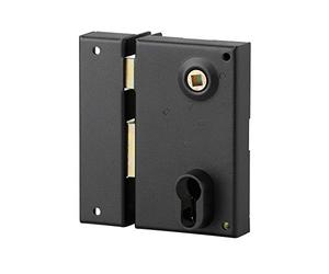 THIRARD - Caja de cerradura vertical de superficie de doble entrada con seguidor para apertura a la izquierda, distancia entre ejes de 45 mm, 73 x 125 mm, negra