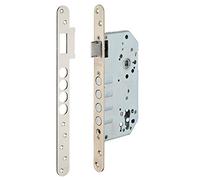 THIRARD - Cerradura Embutida a Cilindro para Puerta Principal - Eje 60 mm - Borde Redondeado - Caja de Acero - Frente Níquel - Pestillo Aleación Zinc - Gris