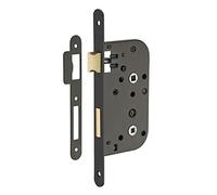 THIRARD - Cerradura Embutida con Condena para Puerta de Baño y Aseos - Eje 50 mm - Bordes Redondos - Negro - Caja Acero Estampado - Frente Acero - Gálibo Plano - Negro