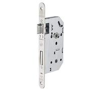 THIRARD - Cerradura Embutida Monomax NF con Condena para Baño y Aseo - Eje 50 mm - Caja de Acero - Mecanismo de 2 Vueltas - Frente de Acero Redondeado - Placa de Acero - Gris