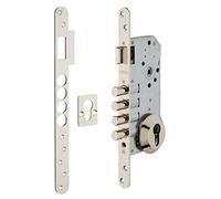 THIRARD - Cerradura Embutida para Cilindro de Puerta de Entrada - Roseta Abierta - Eje 50 mm - Borde Redondeado - Caja de Acero Estampado - Frente Acero Redondeado - Gris