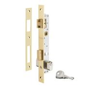 THIRARD - Cerradura Embutida para Puerta de Entrada con Cilindro - Eje 14 mm - 3 Llaves - Caja de Acero - Frente Acero Latonado - Medio Giro Reversible - Perno Latón - Gris