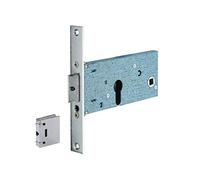 THIRARD - Cerradura Embutida para Puerta de Entrada - Perno D. Solo - Eje 67 mm - Bisel Cuadrado - Frente Acero Niquelado Cromado 22 mm - Intercambiable con Perno a Rodillo - Gris