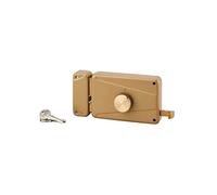 THIRARD - Cerradura horizontal con aplique de botón de tiro para puerta de entrada, izquierda, eje 70 mm, 140 x 90 mm, negro, 3 llaves
