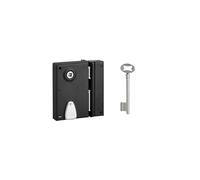 THIRARD - Cerradura Vertical de Sobreponer con Llave y Manilla para Puerta Interior Derecha - Cuadrado 7 mm - Eje 40 mm - 110 x 70 mm - Negro - 1 Llave - Mecanismo a 1 Giro