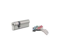 THIRARD - Cilindro de cerradura de 30 x 60 mm, sistema de seguridad con acabado de níquel, uso puerta de entrada, función de emergencia, fabricado en Francia. Incluye 4 llaves largas