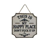 This Is My Happy Place - Placa de pared, diseño de metal vintage con cuerda colgante, decoración de pared, bar, café, jardín y casa