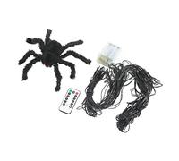 Thonlai Luces LED de Tela de Araña, Decoración Impermeable de Halloween | Cadena de Luces con Pilas para Uso en Interiores y Exteriores, Construcción Electrónica de Felpa, Duradera en Lluvia y