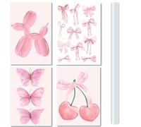 THQAE 4 Laminas Habitacion Niña, Decoracion Habitacion Bebe, Cuadros Mariposas Poster Rosa Lienzo Habitacion Bebe Infantil Laminas Personalizadas Bebe Cuadros Decoracion Niña sin Marco