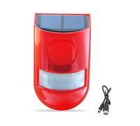 ThreeH Luz Solar de Alarma con Detector de Movimiento Mando a Distancia IP65 Luz Solar de Alarma 4 Modos de Trabajo 110dB Sonido Fuerte Luz de Sirena de Seguridad