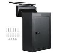 Through-the-Wall Mailbox Letter Drop Box Rainproof W/Adjustable Chute Deposit & Code Lock For Home/Office Black