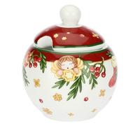 THUN, Azucarero con cuchara de porcelana, colección sorpresas de Navidad, juego para casa y cocina, idea regalo para Navidad, azucarero Ø 10,5 cm, 10 cm h, cuchara 13 cm