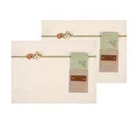 THUN Juego de 2 manteles Individuales con Bolsillo y servilleta, 100% algodón, colección Country Bloom, Mantel Individual de 33 x 45 cm, servilleta de 40 x 40 cm