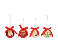 THUN - Juego de 4 Bolas navideñas Rojas y Doradas de poliéster, pequeñas, diámetro 6 cm