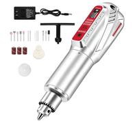 THYXGS Juego De Miniherramienta Rotativa Inalámbrica, Kit De Miniamoladora Eléctrica Multiusos, 5 Velocidades 2500-12000 RPM, con Pantalla Digital Y Portabrocas De 0,3-6,5 Mm; para Tallado En Madera