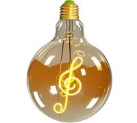 Tianfan Bombillas LED vintage Big Globe G125 4W 220/240V Alfabetos Especialidad Bombilla Decorativa Super Amarillo Cálido (Música)