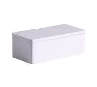 Tianhui Caja clásica rectangular de oro vacía caja de lata contenedores, regalo, joyería y almacenamiento Kit de estaño, organizador del hogar, S, Blanco