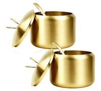 TIANLIN 2 Piezas 430 ml Azucarero en Acero Inoxidable 304, Saleros de Cocina con Cuchara, Contenedor de Azúcar Asa Mariposa, Salero Cocina Multifunción Dorado, para Cocina, Comedor, Cafetería