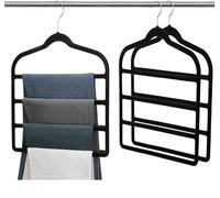 Tianlong Paquete de 3 perchas de terciopelo para pantalones, ahorro de espacio, antideslizantes, perchas para pantalones de mezclilla, múltiples perchas de terciopelo, organizador de armario para