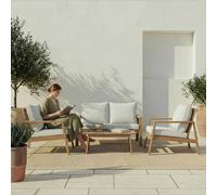 Tiare conjunto de jardín con sofá de 2 plazas 2 sillones y mesa de centro de madera maciza de acacia