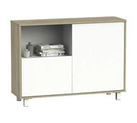 Tibet Aparador (L x An x Al: 33 x 112 x 83 cm, Blanco/Roble cambrian, Número de puertas: 2 ud.)