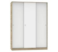 Miroytengo Armario Grande Tibet con 3 Puertas Correderas Roble Cambrian, Blanco Mate o Roble y Blanco 150x200cm