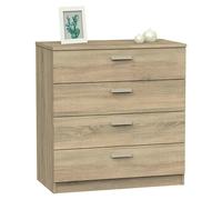 MUEBLES PITARCH | Cómoda 4 Cajones guías metálicas, Cajonera Dormitorios, Roble Cambrian, 78x74x40cm (Alto x Ancho x Fondo), Sinfonier Colección Tibet
