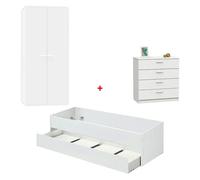 Tibet Set muebles de dormitorio (Blanco, 3 pzs.)