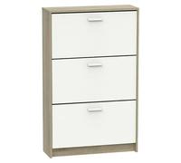 Tibet Zapatero (L x An x Al: 25 x 74 x 119,5 cm, Blanco/Roble Cambrian, Número de compartimentos: 3 ud.)