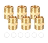 TICFOX 6 unidades de boquilla reductora de 1/2 pulgadas, rosca exterior de latón, accesorios hexagonales de rosca de latón para calefacción de agua potable, sanitarios (G1/2 hasta G1/2")